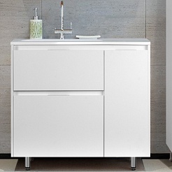 Style Line Мебель для ванной Барселона 90 L белая с б/к Люкс Plus – фотография-8